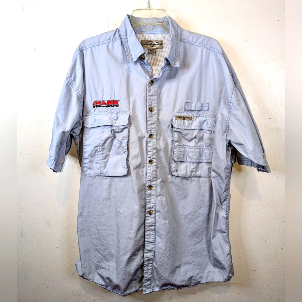Hook & Tackle Vintage Outfitters fishing shirt blue Large